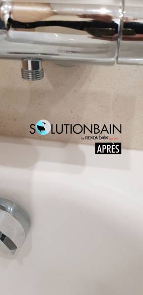 APRES Reprise d'un éclat d'émail sur baignoire en acier à Marseille